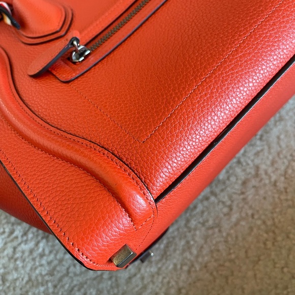 Celine Drummed Calfskin Micro Luggage Vermillion - Picture 11 of 13